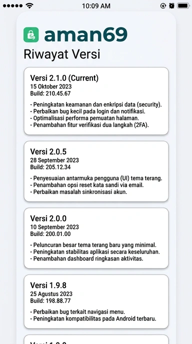 Riwayat Versi aman69 untuk Pengguna Android