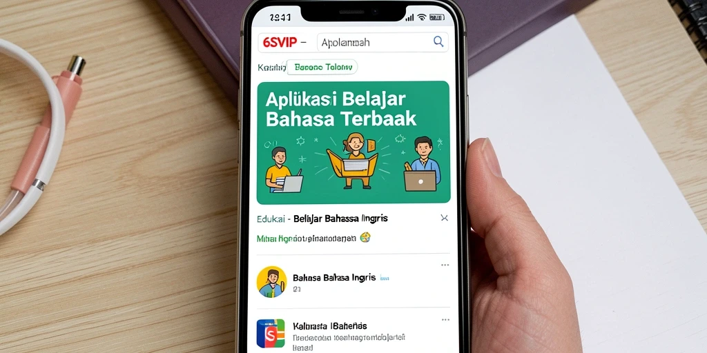 Tampilan antarmuka aplikasi 6SVIP untuk belajar Bahasa Inggris.