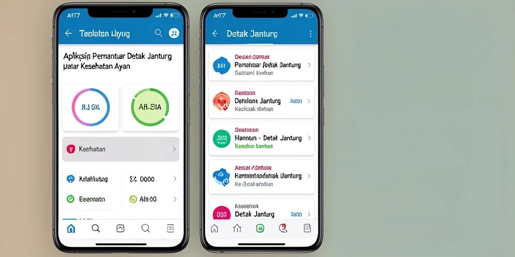 Tampilan antarmuka API77 dengan fitur pemantauan detak jantung.