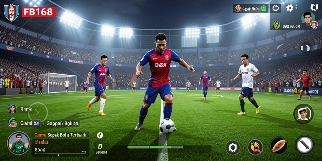 Tampilan utama FB168 dengan antarmuka sepak bola yang dinamis.
