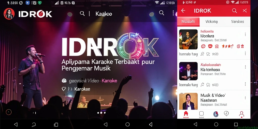 Antarmuka aplikasi IDROK menampilkan berbagai fitur karaoke yang menarik.
