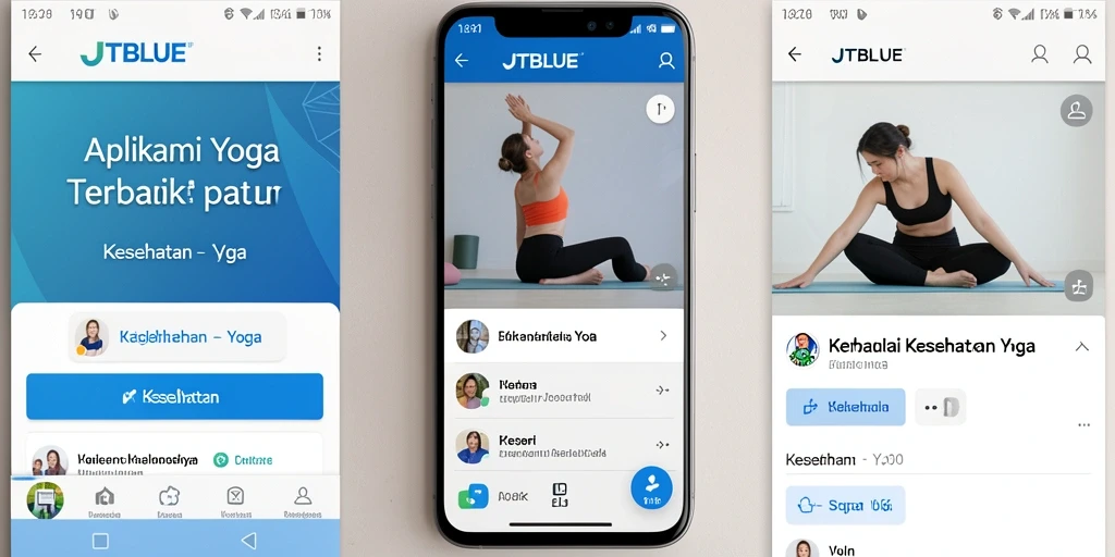 Tampilan antarmuka JTBLUE yang menarik dan user-friendly untuk praktik yoga.