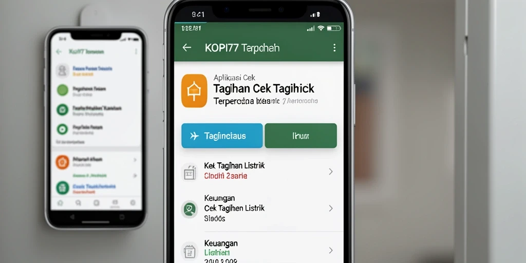 Tampilan antarmuka KOPI77 untuk cek tagihan listrik dengan fitur intuitif.