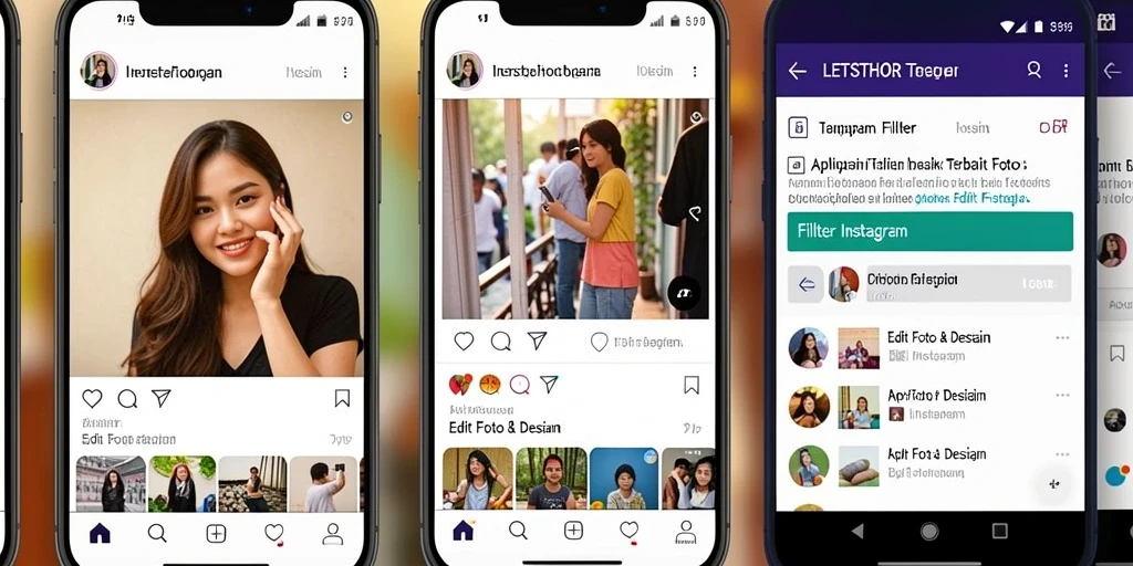 Antarmuka LETSTHOR menunjukkan beragam filter dan alat pengeditan foto.