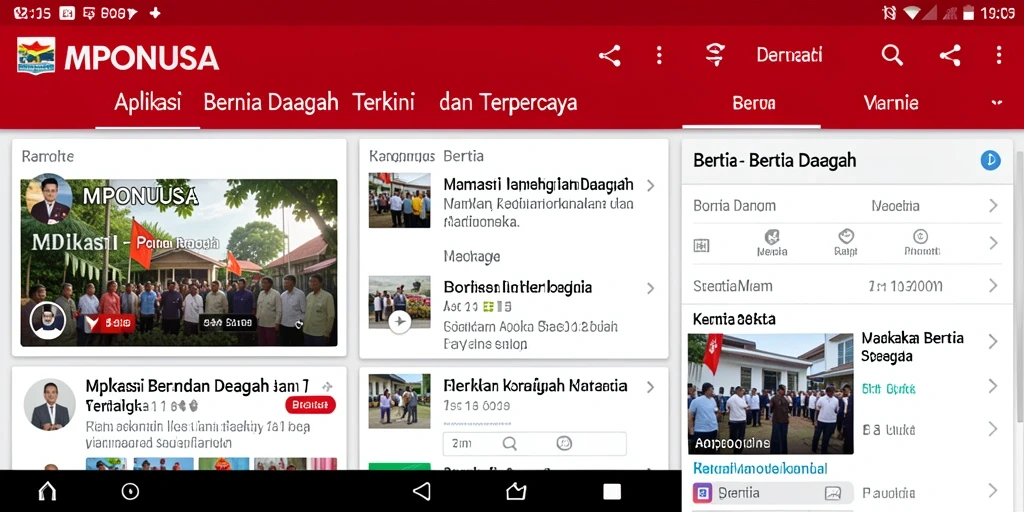 Antarmuka utama MPONUSA menampilkan berita daerah secara ringkas dan menarik.