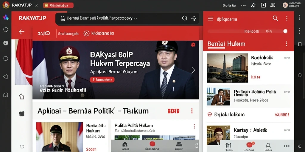 Antarmuka RAKYATJP menampilkan berita politik dan hukum terkini.